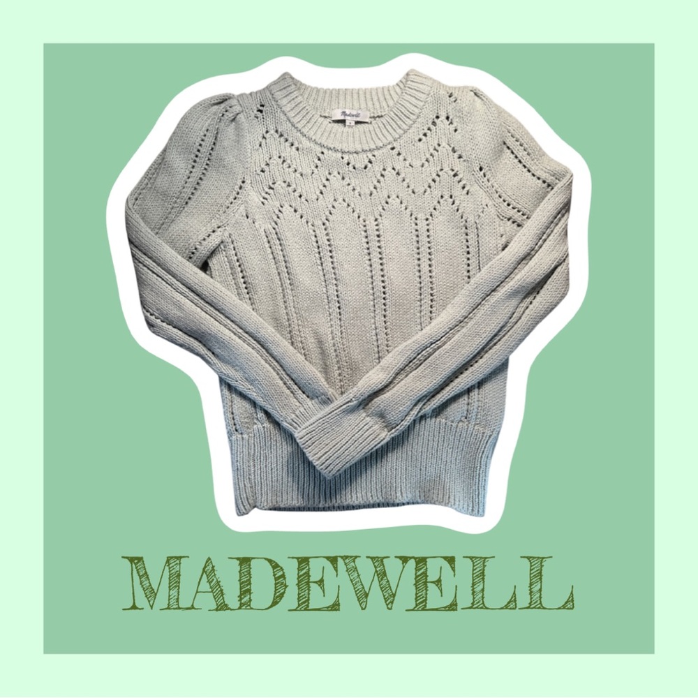 MADEWELL Pointelle Puff-Sleeve Sweater